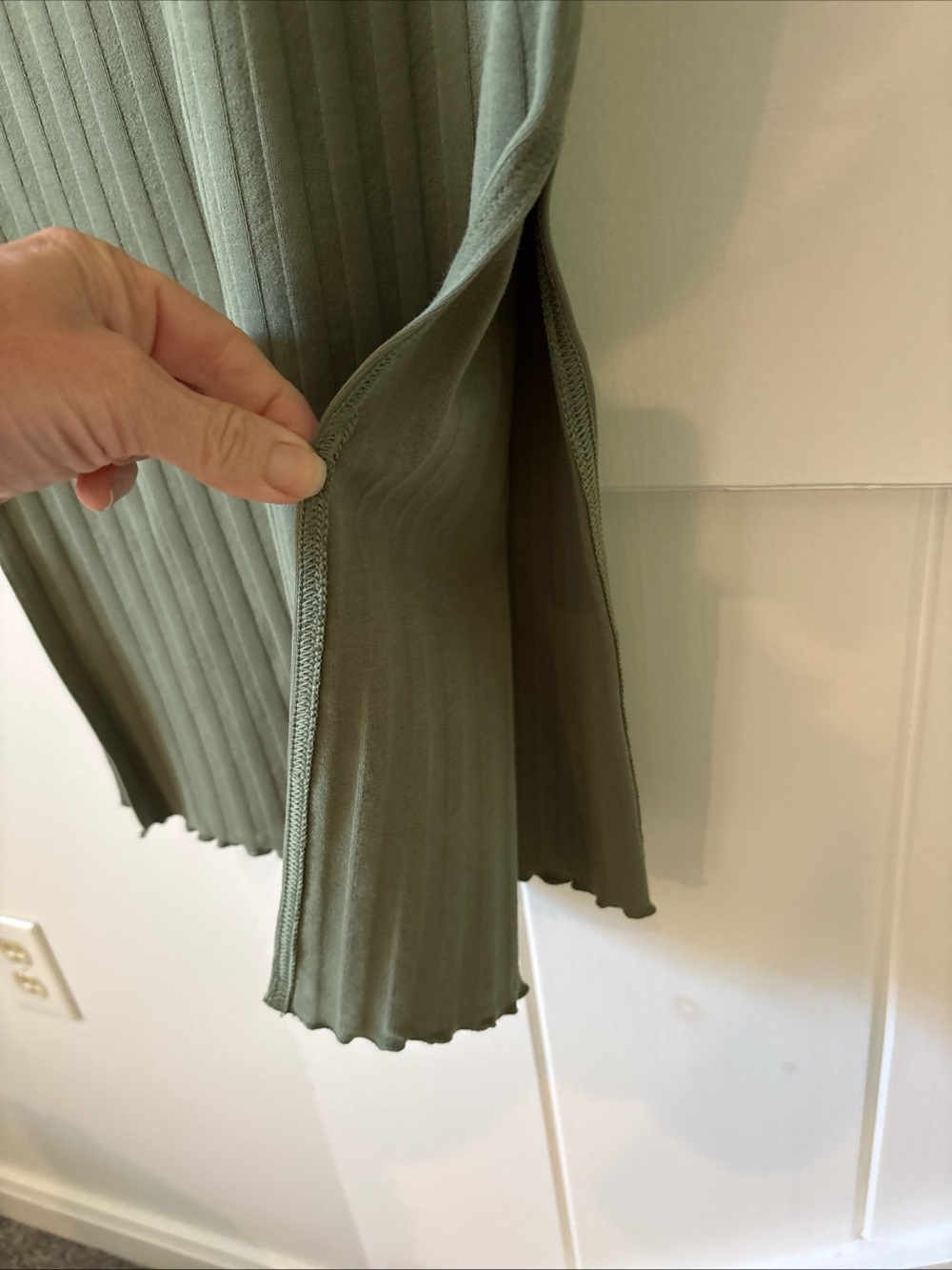 Offline By Aerie OG Groove Midi Dress Size XS Green Ribbed Stretch Side Slit - Picture 5 of 10